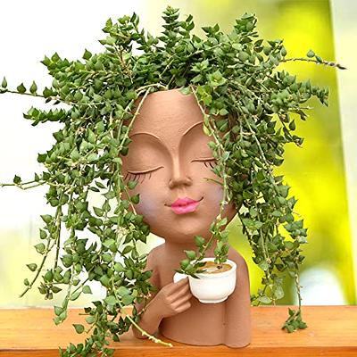 Face Flower Pot Head Planter, Small Plant Pots, Planters for Indoor Plants,  Plant Pot with Drainage