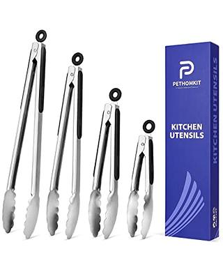 9 Pieces Stainless Steel Kitchen Tongs Set Cooking Tongs with Sliding Rings  7 Inch Metal Kitchen Tongs Small Clam Shell Cooking Tongs Non-slip Food  Tongs for Cooking Salad Grilling Barbecue Appetizers 