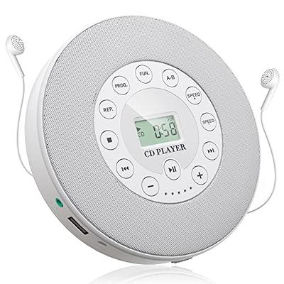Oakcastle CD100 Reproductor de CD Bluetooth recargable, Tiempo de  reproducción portátil de 12 horas, Reproductor de CD personal compatible  con el coche
