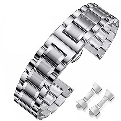 Polished metal black silver Watchband 18mm 19mm 20mm 22mm 24mm Stainless  Steel Watch Band replace Strap Mens Bracelet Solid Link