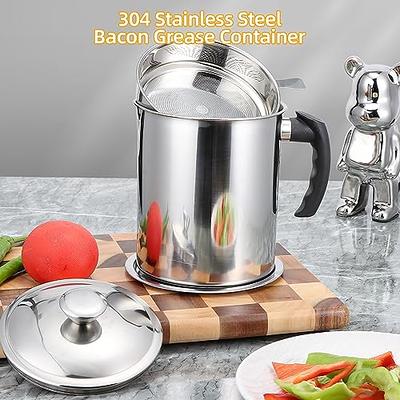 Cooking Oil Bacon Grease Keeper Storage Container With Strainer Stainless  Steel