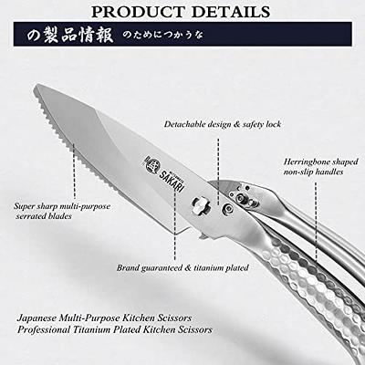 MITSUMOTO SAKARI Kitchen Scissors Heavy Duty, Black Titanium Plated Kitchen  Shears 