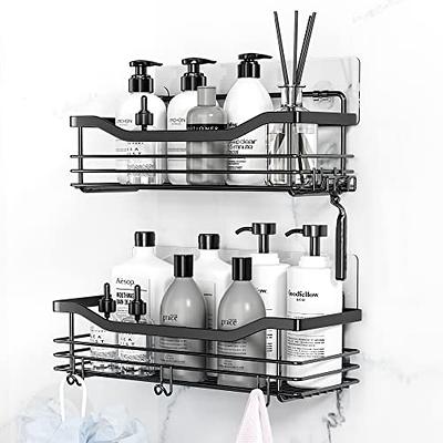 Adhesive Shower Caddy Shelf Shower Organizer Basket Wall with 4 Hooks –  TreeLen