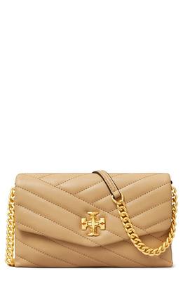 Tory Burch Kira Chevron Quilted Devon Sand Leather Chain Wallet in