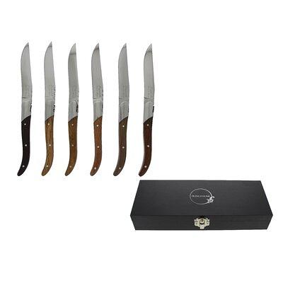 Cuisinart 6 Piece Triple Rivet Walnut Steak Knife Set, Wood, Serrated Edge