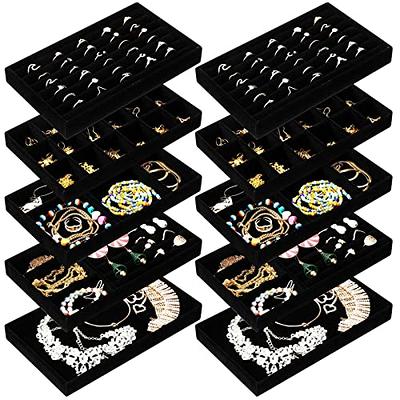 Vee Stackable Jewelry Tray Organizer with Lid, 35 Grids High-Capacity  Earring Organizer, Jewelry Storage Display Tray for Drawer, Earring  Necklace