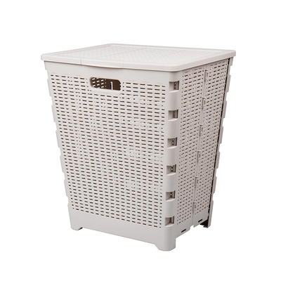 Mind Reader 60 Liter Perforated Plastic Laundry Hamper with Lid, White