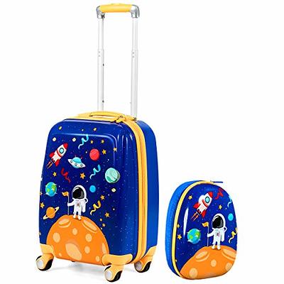 Aoibox 2-Piece Kids Luggage Set Children's Pink Owl Pattern 12 in. Square Backpack and 16 in. 4-Wheel Trolley