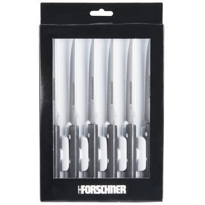 HAUSHOF Steak Knives Set of 6, Serrated Premium Stainless Steel Black  Handle