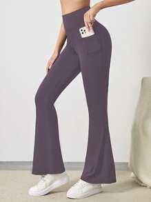 WDIRARA Women's Plus Size Elastic High Waist Flare Bell Bottom Stretchy  Pants