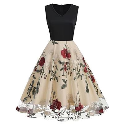 Plus Contrast Floral Embroidered Mesh Belted Pleated Dress