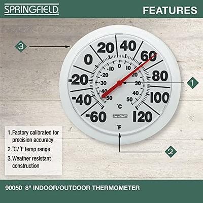 AcuRite Indoor Outdoor Thermometer, 12.5 inches Wall Mount, White with Easy  to Read Large Black Numbers