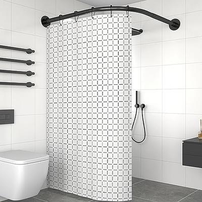 Corner Shower Curtain Rod Adjustable Stainless Steel Curved Shaped Rack  Bathroom 
