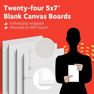 24 Pack Canvases for Painting with 4x4, 5x7, 8x10, 9x12, 11x14, 12x16, Round Canvas with 12x12, 8x8, 3 of Each, Painting Canvas for Oil & Acrylic