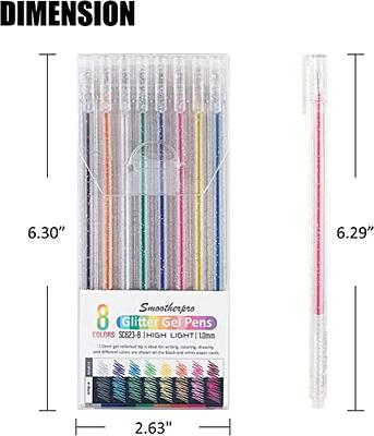 SMOOTHERPRO Glitter Gel Pens 1.0mm Metallic Vibrant Sparkle Colorful Pen 12  Colors for Coloring Calligraphy Cards Journal Drawing (SC623-12)