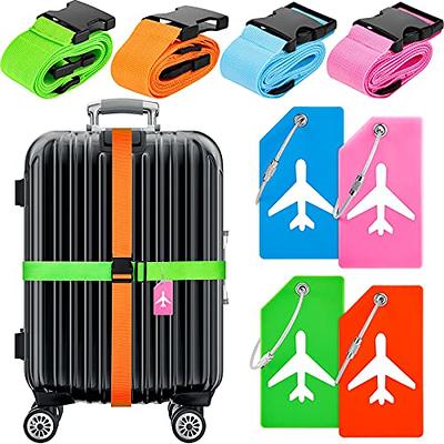 8 Pack Luggage Straps Suitcase Tags Set, Travel Adjustable Suitcase Belt  Silicone Luggage Tags with Name ID Card Man Women Travel Accessories (Pink,  Light Blue) - Yahoo Shopping