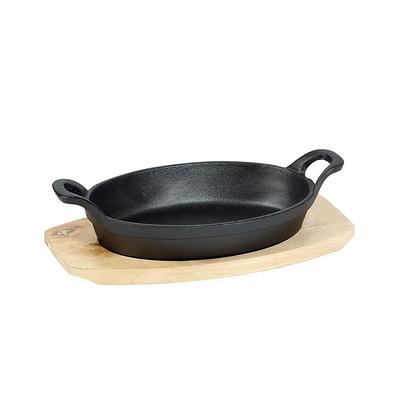 Valor 13 x 10 Oval Pre-Seasoned Cast Iron Fajita Skillet with