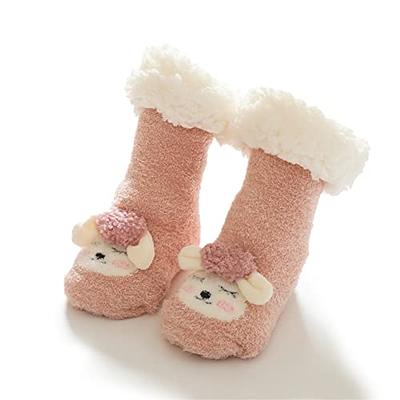 Kids Boys Girls Fuzzy Slipper Socks Soft Warm Thick Fleece lined Christmas  Stockings For Child Toddler Winter Home Socks