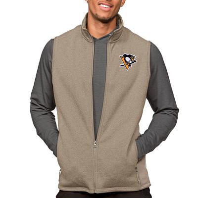 Men's Antigua Heathered Black Detroit Lions Course Full-Zip Vest