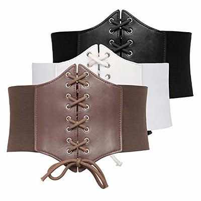 WHIPPY Women's Lace-up Corset Elastic Waist Belt, Tied Waspie Wide Belt for  Women Halloween Costume