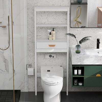 TUOXINEM Small Bathroom Storage Cabinet with One Rod for Small Spaces,Over  The Toilet Storage Cabinet for Bathroom Storage,Slim Toilet Paper Storage  Cabinet with 4 Tier Design,Fit Mega Roll (White)