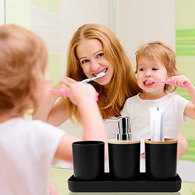 Dracelo 5-Piece Bathroom Accessory Set with Dispenser, Toothbrush Holder, Vanity Tray, Soap Dish in Black