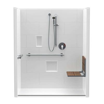 Lavish 35-1/2 in. x 35-1/2 in. x 86 in. Corner Drain Corner Shower Stall Kit in White with Easy Fit Drain