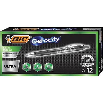 BIC SUPER SMOOTH Gel-ocity gel pens, Bulk Pack Of 24 Ink Pens, 24 Black