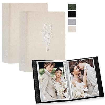 Small Photo Album 4x6 Clear Pages Linen Cover with Front Window