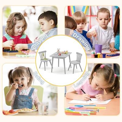 Brelley Kids Table and 4 Chairs Set, Height Adjustable Toddler Table and  Chair Set, Graffiti Desktop, Non-Slip Legs, Max 300lbs, Children