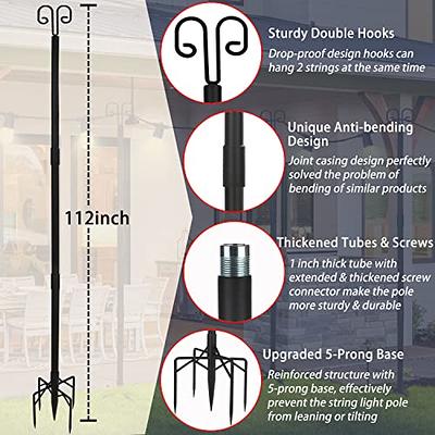 fevaki String Light Poles for Outdoor String Lights 2 Pack,9.3FT