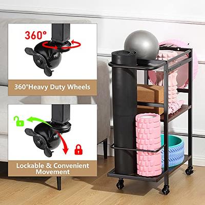 Retyion Yoga Mat Storage Rack Home Gym Storage Yoga Mat Storage Holder Home  Exercise Equipment with Hooks and Pockets for Yoga Mat, Foam Roller,  Dumbbell, Kettlebell, with Mobile Wheels - Yahoo Shopping