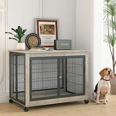 PawHut Modern Dog Crate End Table with Divider Panel for Large Dog and 2 Small Dogs, Gray