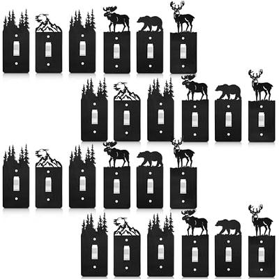 Metal Bear Light Switch Cover Moose Tree Mountain Elk Black Light Switch  Plate Forest Outlet Cover Toggle Light Switch Wall Plate Cover for Home