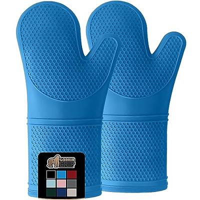 Oven Mitts and Pot Holders Set - 4pcs Long Cotton Puppet Oven Gloves & Hot  Pads with