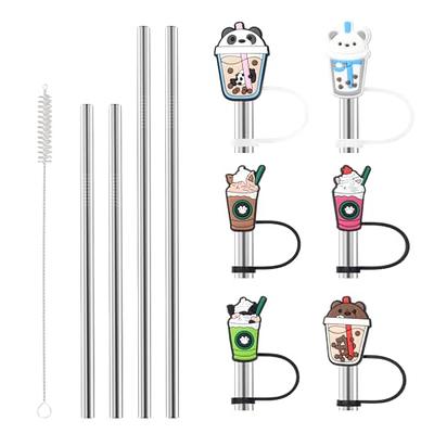 12pcs Straw Cover Cap for Cup, 10mm Reusable Straw Topper for 30&40 oz Tumbler, Cute Superhero Straw Tip Covers for Cups Accessories (10mm Black)