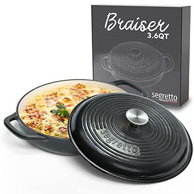 Bruntmor | Heavy Duty Pre-Seasoned Cast Iron Casserole Braiser - Pan With  Cover