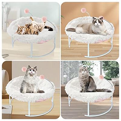 Cat Beds Cushion,Pet Hammock Bed, Cat Calming Cuddler Bed, Anti-Slip Fluffy  Round Washable Cat Bed with Plush Mat & Cat Toy Balls,Fits up to 25lbs, Pet  Bed for Kitty and Puppy-Pink