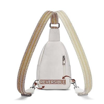 Cream Leather Bum Bag for Women With 2 Straps and Silver 