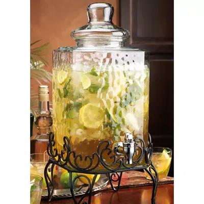 2 Gallon Hammered Glass Beverage Dispenser