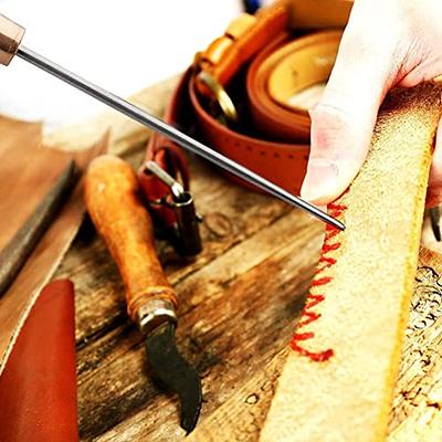 2pcs Wood Handle Awls Round Solid Tools Leather Sewing Tools Leather Crafts  Supplies 