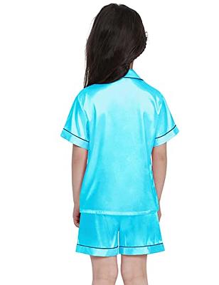 SWOMOG Satin Pajamas for Girls Boys Baby Button-Down Pjs Sets Two