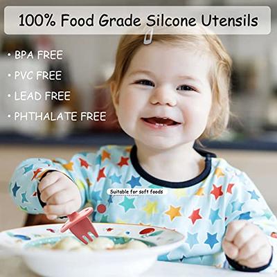 10 Pcs Silicone Baby Spoons and Baby Forks, Chewable Baby Utensils for  Self-Feeding, Silicone Baby Utensils, Kids Utensils for Over 6 Months  Babies