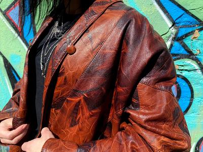 Edgy Vintage Leather Coat 