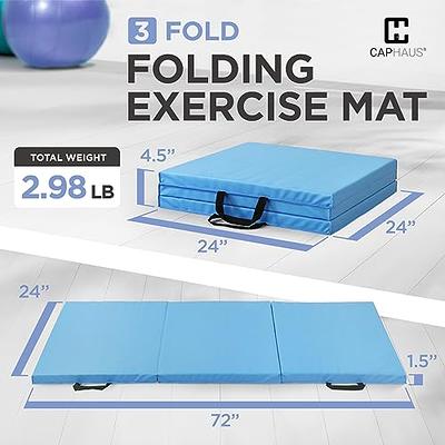 BalanceFrom 1.5 Thick Tri-Fold Folding Exercise Mat with Carrying Handles  for MMA, Gymnastics and Home Gym Protective Flooring