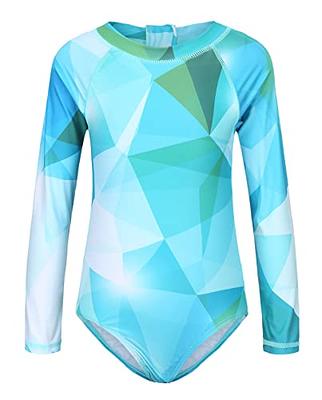 Big Girls One Piece Rash Guard Long Sleeve Swimsuits for Girls UPF