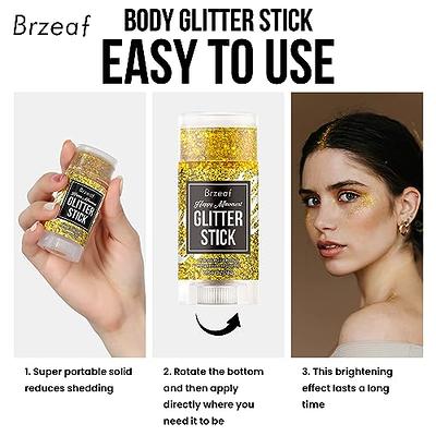 Brzeaf Waterproof Gold Glitter Stick, Shimmery & Long Lasting