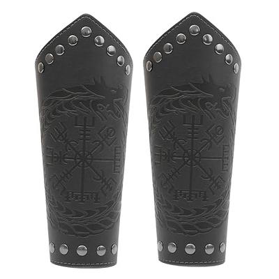  Leather Arm Guards Medieval Bracers Black Leather