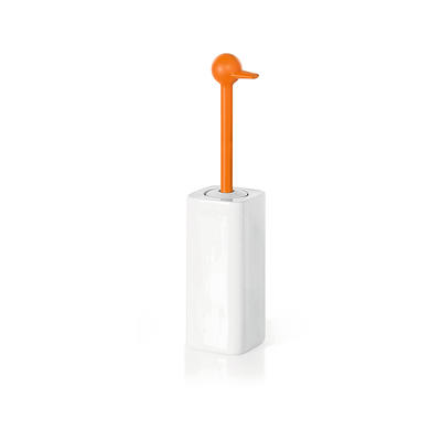 Pise Freestanding Orange Toilet Brush and Holder Set