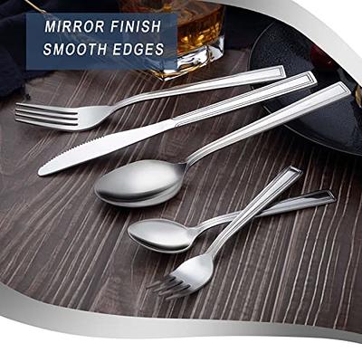 LIANYU 60-Piece Black Silverware Set with Organizer Tray, Stainless Steel  Square Flatware Cutlery Set for 12, Black Eating Utensils for Home